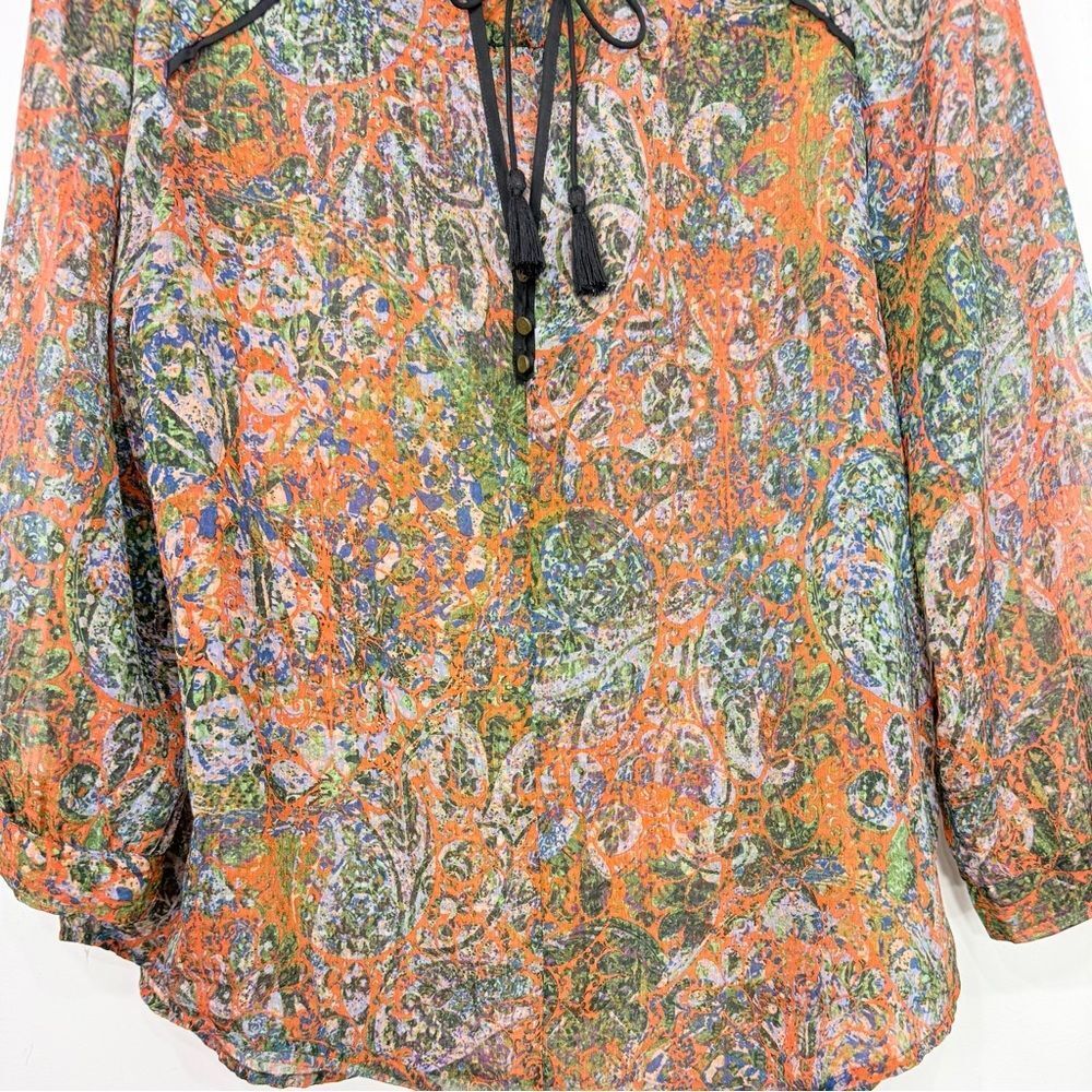 Anthropologie NIYA Edme & Esyllte Paisley Medallion Semi Sheer Peasant Blouse - Picture 10 of 16